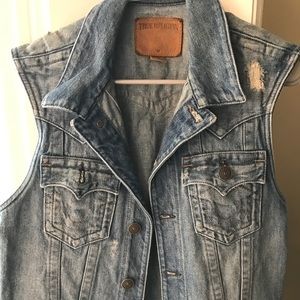 True Religion Distressed Denim Vest